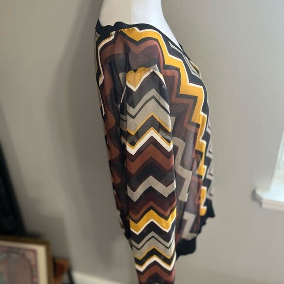 Missoni Target Chiffon xl
Zig Zag Chevron Long Sleeve
Sheer Brown Black Shirt - Picture 12 of 13